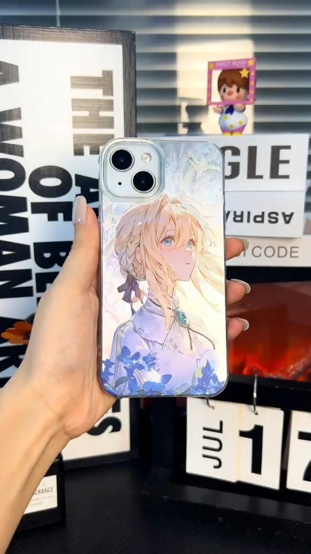 紫羅蘭永恆花園彩銀線條漸變防摔手機殼