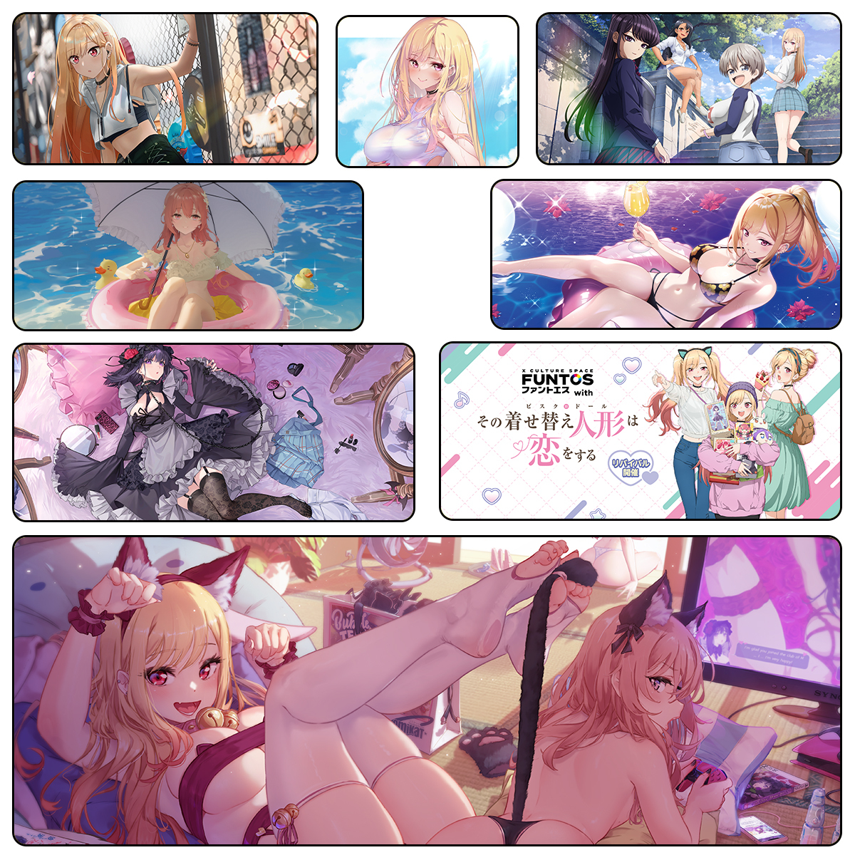 戀上換裝娃娃 超大鎖邊主題桌墊 布質滑鼠墊