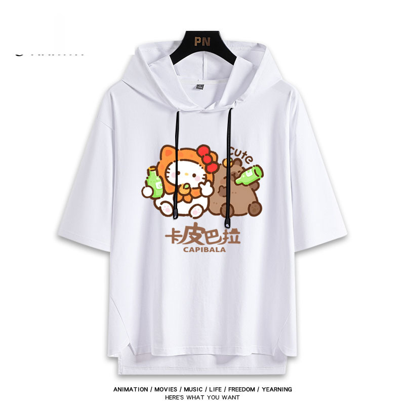 卡皮巴拉聯名三麗鷗  連帽短袖T恤-ZUIHANG SHOP