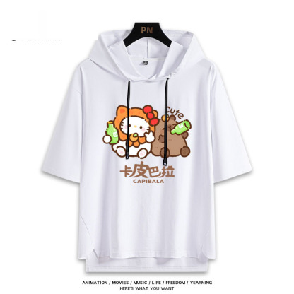 卡皮巴拉聯名三麗鷗  連帽短袖T恤-ZUIHANG SHOP
