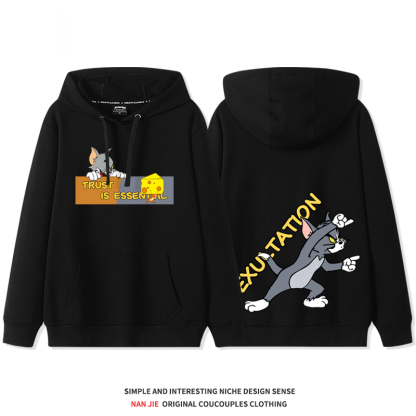 湯姆貓與傑利鼠 2025秋冬新款 親子情侶裝連帽衛衣