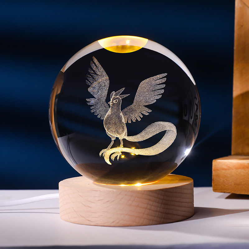 寶可夢系列 發光水晶球小夜燈 創意節日禮物桌面小擺件