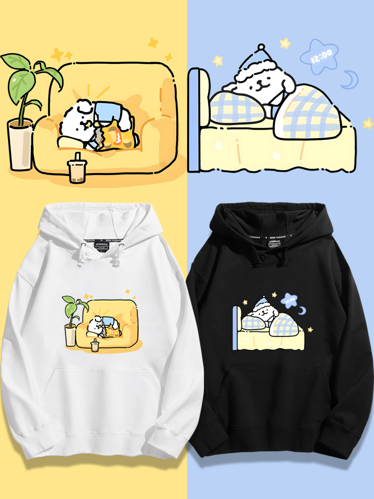 線條小狗新款 親子情侶男女款連帽衛衣-ZUIHANG SHOP