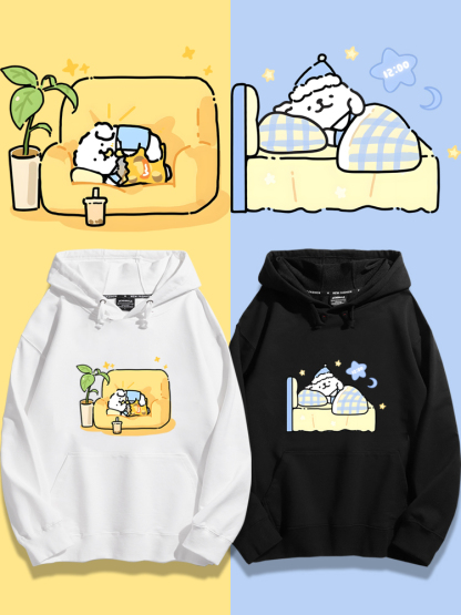 線條小狗新款 親子情侶男女款連帽衛衣-ZUIHANG SHOP