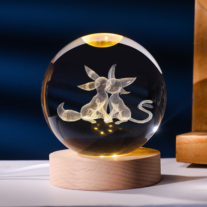 寶可夢系列 發光水晶球小夜燈 創意節日禮物桌面小擺件