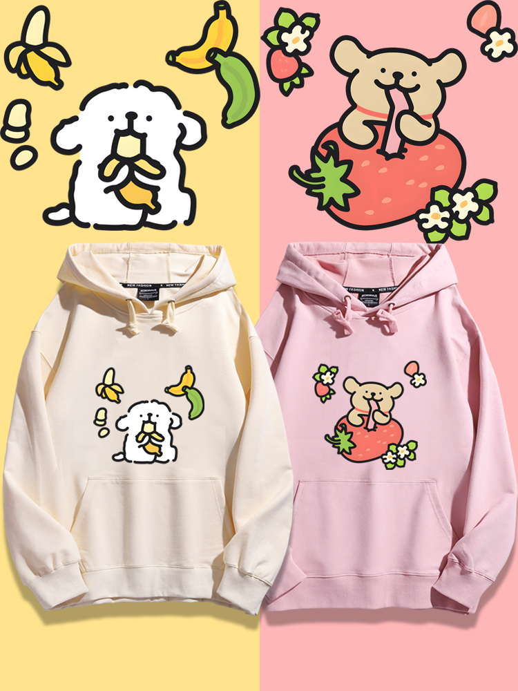 線條小狗新款 親子情侶男女款連帽衛衣-ZUIHANG SHOP