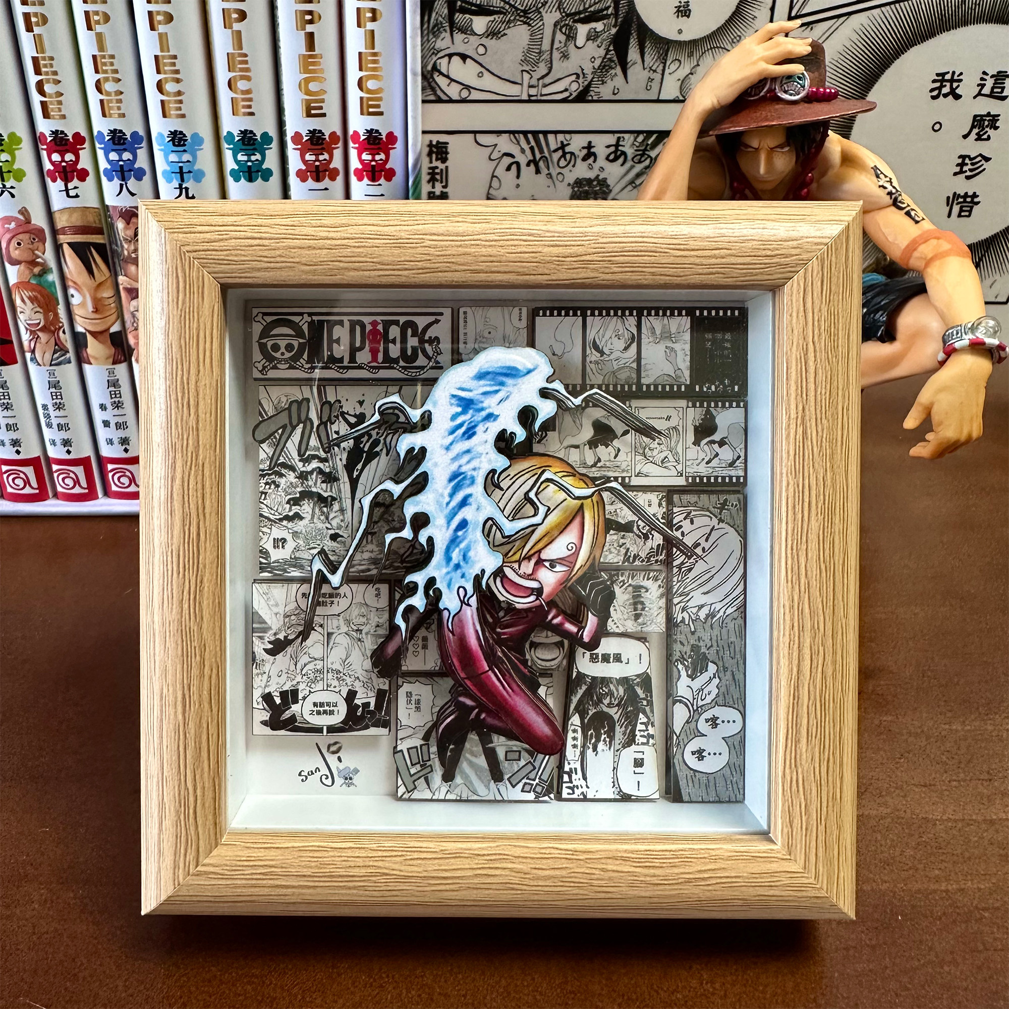 海賊王 皇副惡魔風腳山治 手工紙藝立體畫