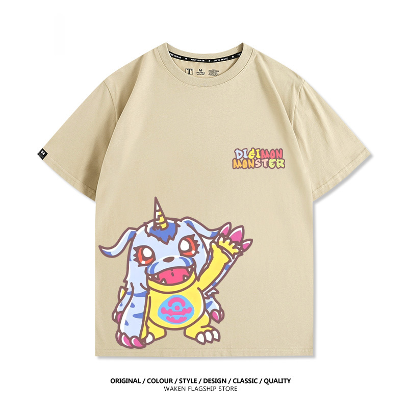 數碼寶貝 2025親子情侶男女同款 印花短袖T恤