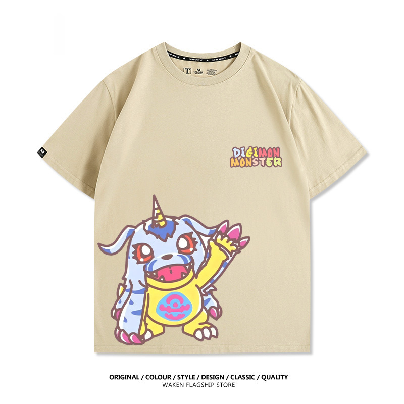 數碼寶貝 2025親子情侶男女同款 印花短袖T恤