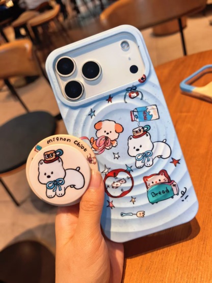 iPhone17系列 波漾磁吸卡通 可愛支架 軟邊 手機殼