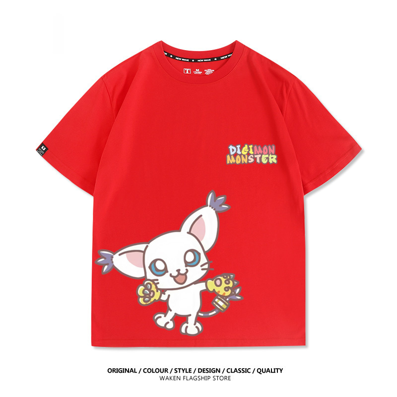 數碼寶貝 2025親子情侶男女同款 印花短袖T恤