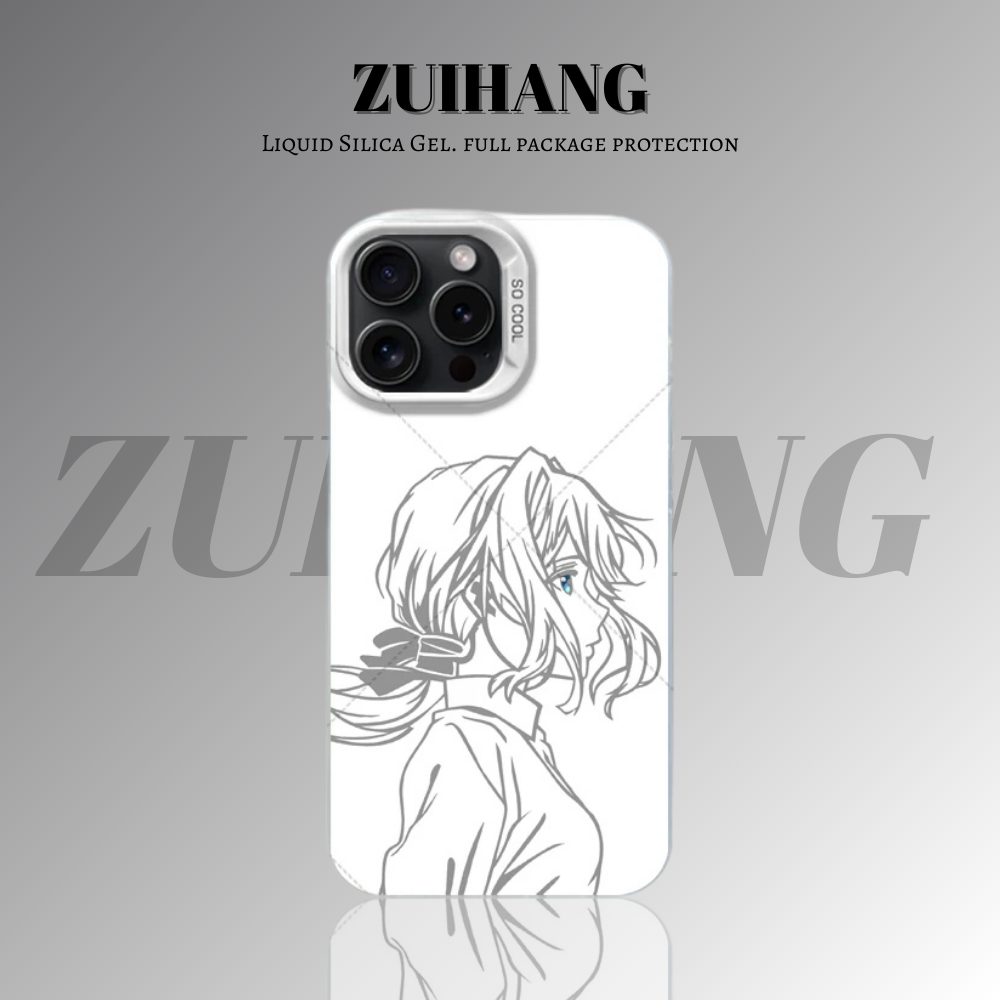 紫羅蘭永恆花園彩銀線條漸變防摔手機殼-ZUIHANG SHOP
