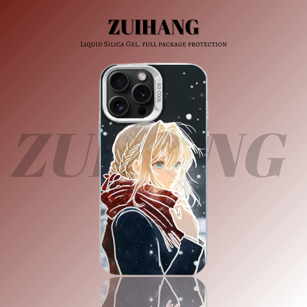 紫羅蘭永恆花園彩銀線條漸變防摔手機殼-ZUIHANG SHOP