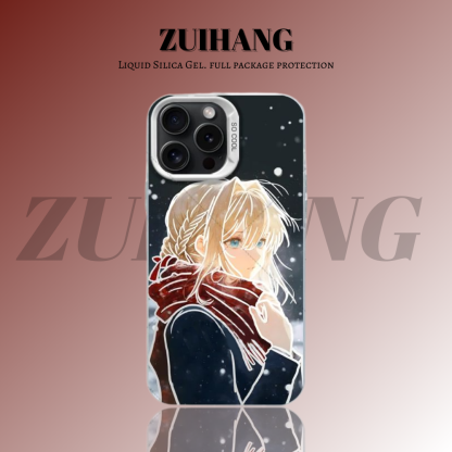 紫羅蘭永恆花園彩銀線條漸變防摔手機殼-ZUIHANG SHOP