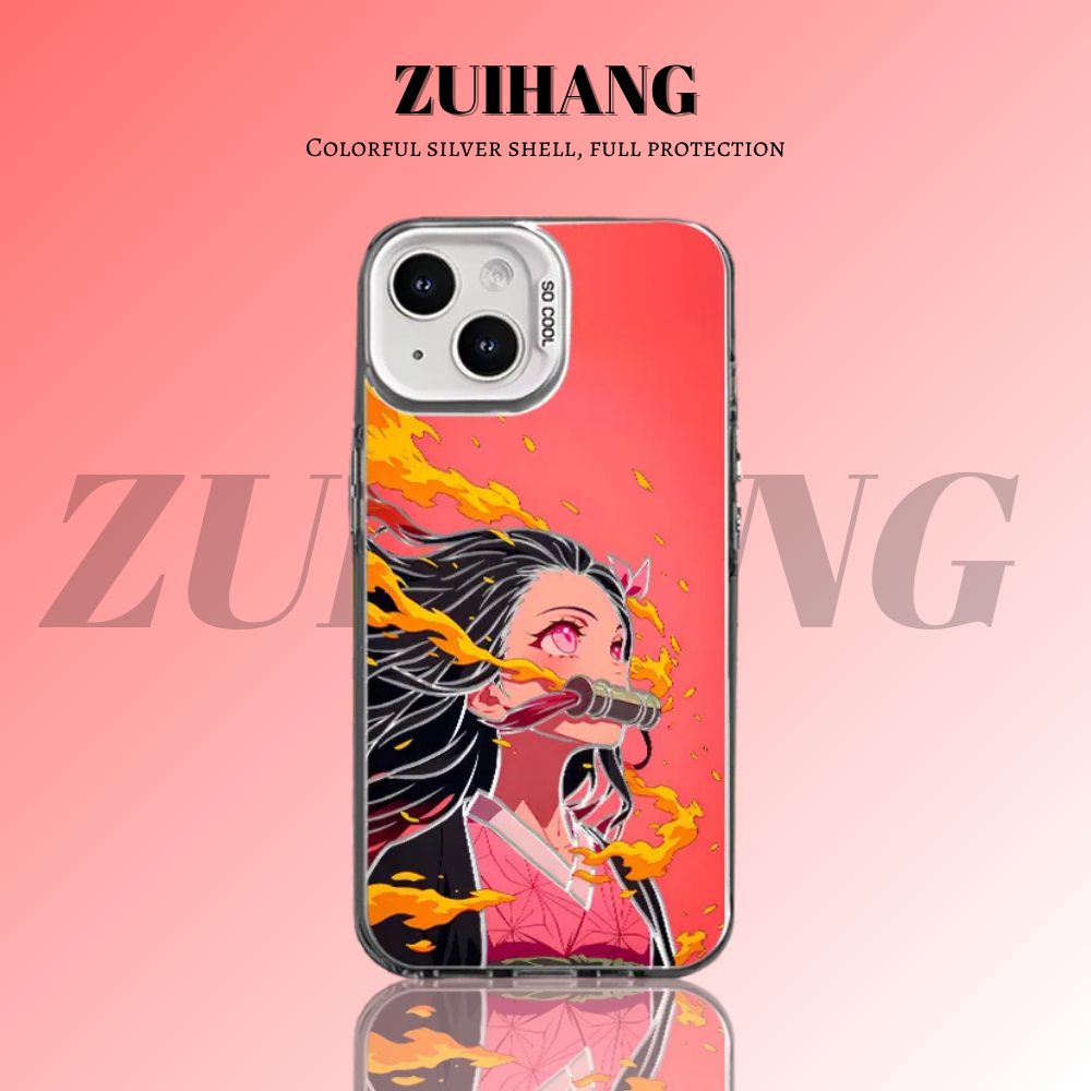 鬼滅之刃 極光彩銀 線條漸變防摔手機殼-ZUIHANG SHOP