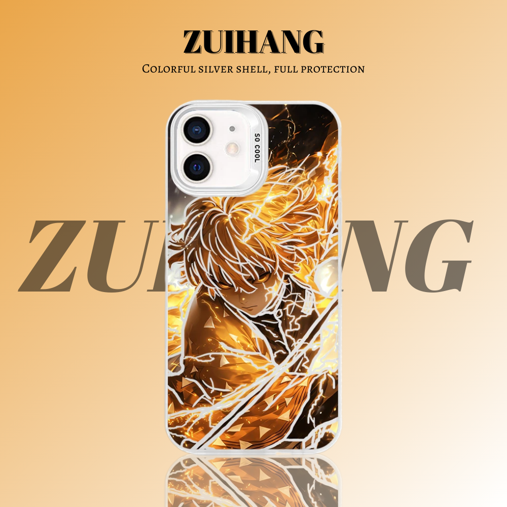 鬼滅之刃 極光彩銀 線條漸變防摔手機殼-ZUIHANG SHOP