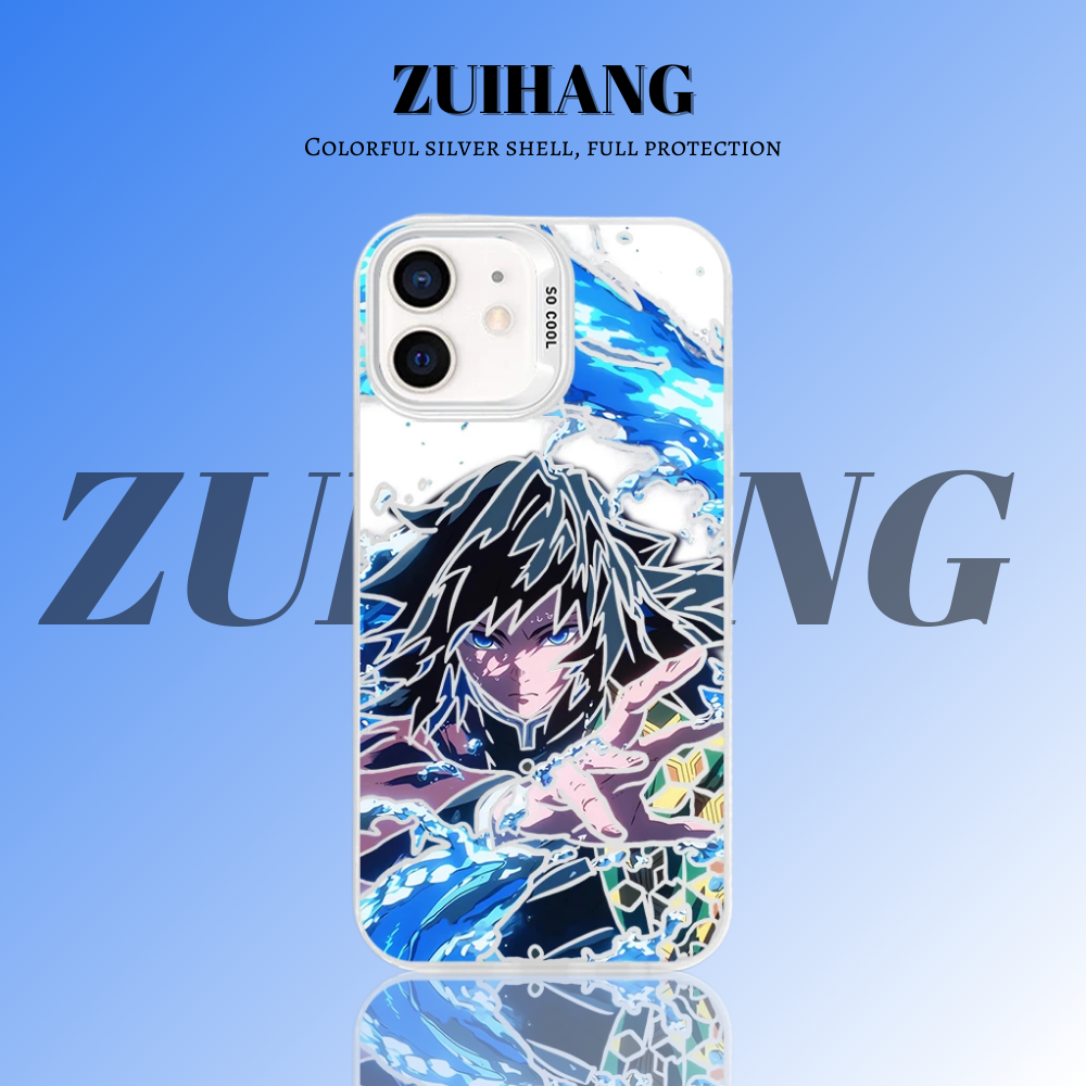 鬼滅之刃 極光彩銀 線條漸變防摔手機殼-ZUIHANG SHOP