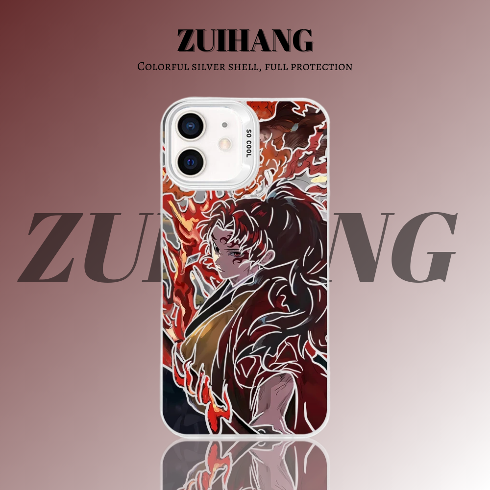 鬼滅之刃 極光彩銀 線條漸變防摔手機殼-ZUIHANG SHOP