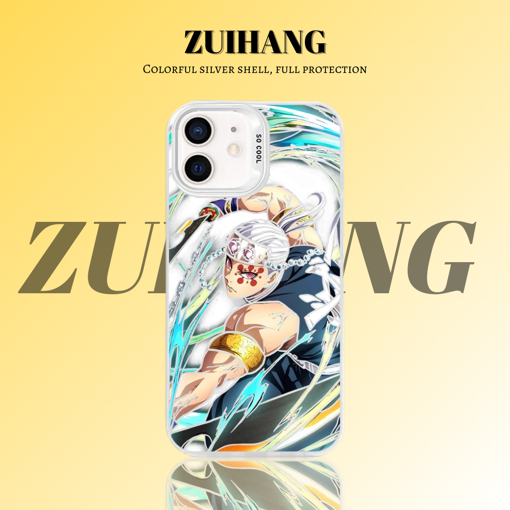 鬼滅之刃 極光彩銀 線條漸變防摔手機殼-ZUIHANG SHOP