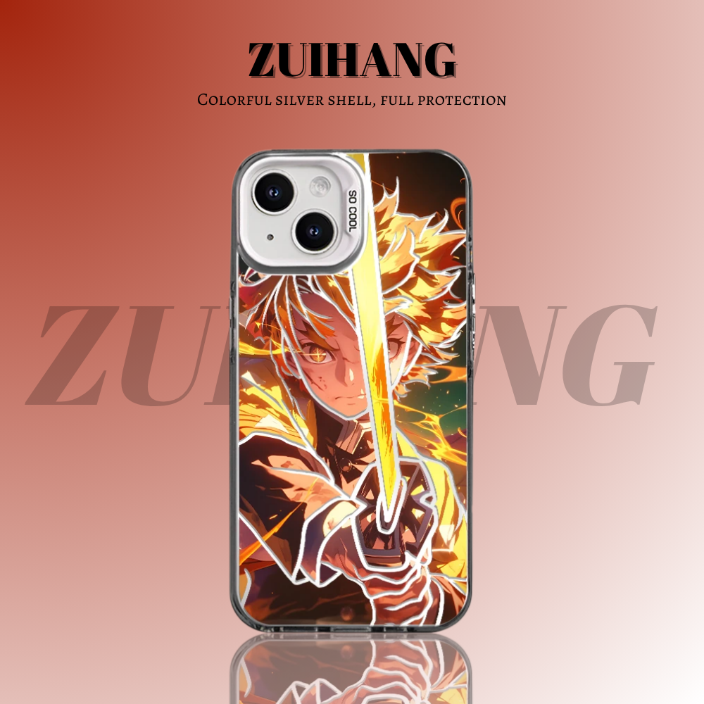鬼滅之刃 極光彩銀 線條漸變防摔手機殼-ZUIHANG SHOP