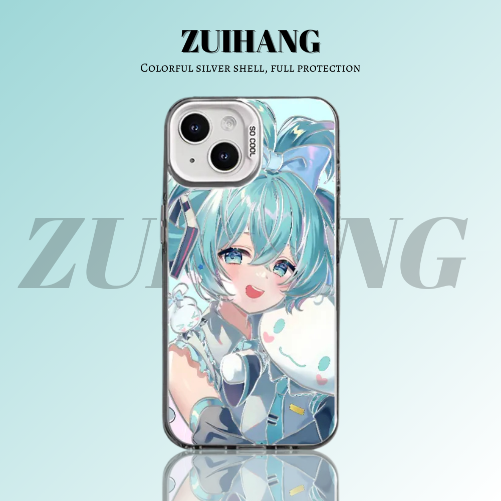 初音未來彩銀線條漸變防摔手機殼-ZUIHANG SHOP