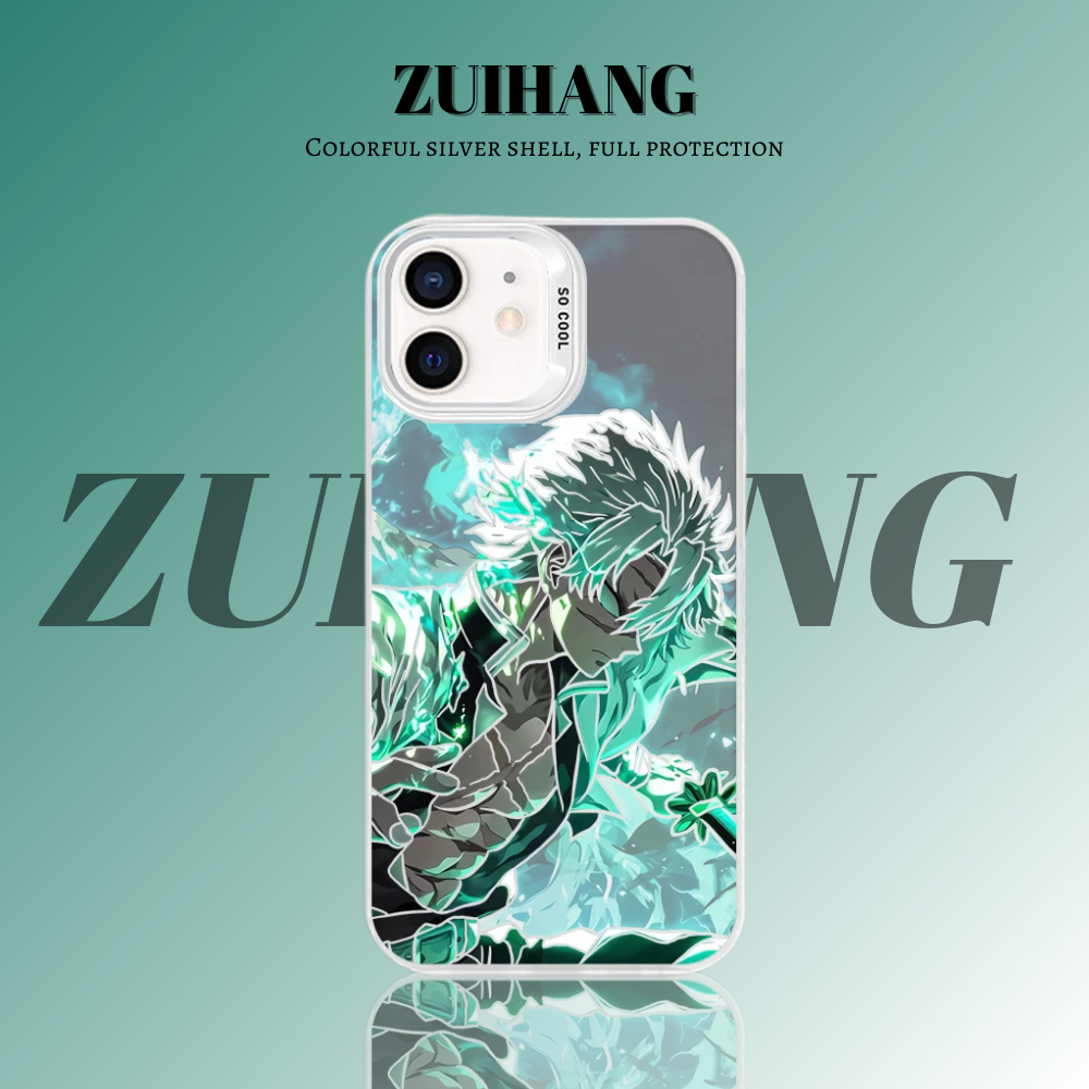 鬼滅之刃 極光彩銀 線條漸變防摔手機殼-ZUIHANG SHOP