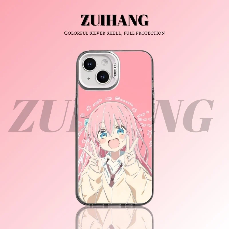 孤獨搖滾彩銀線條漸變防摔手機殼