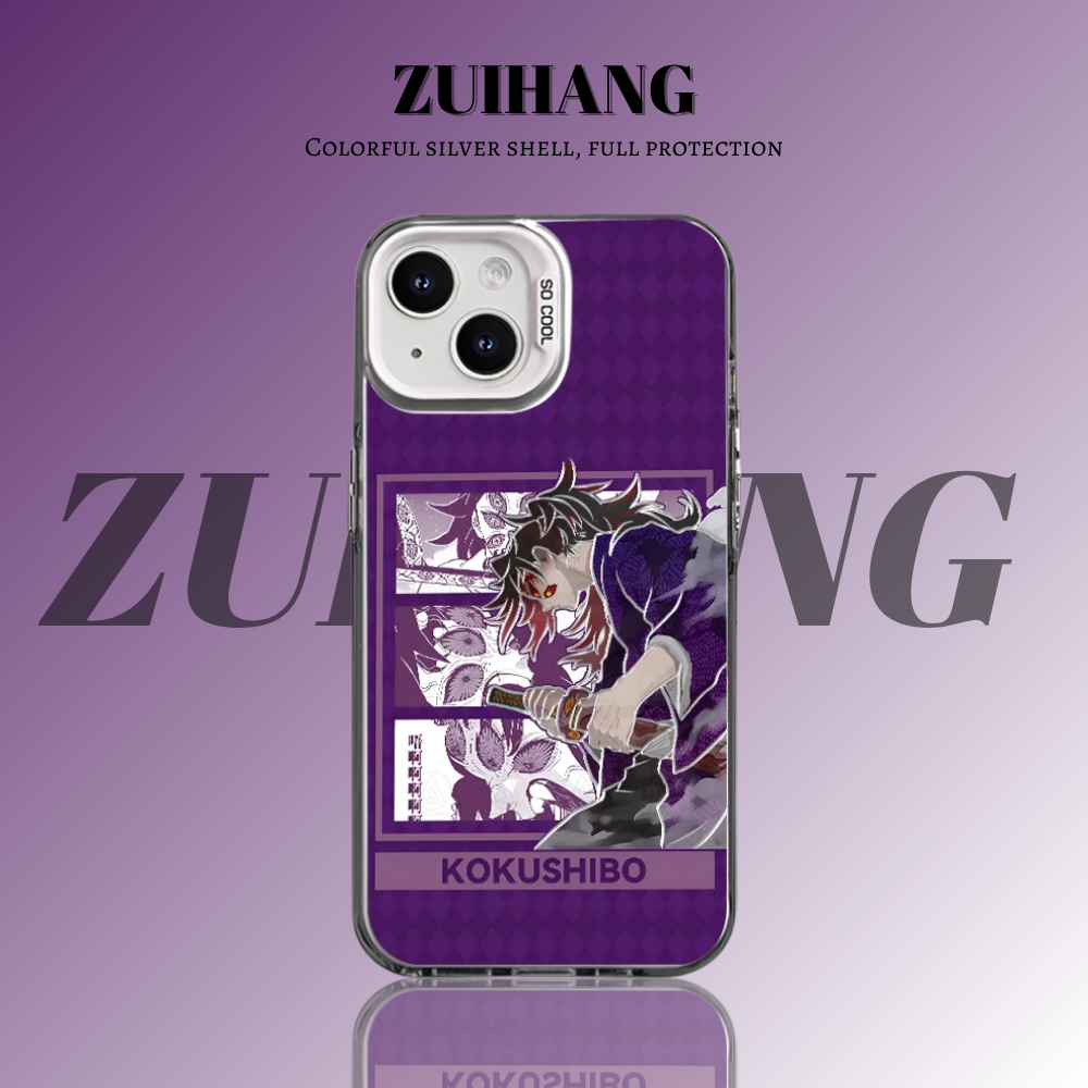 鬼滅之刃 極光彩銀 線條漸變防摔手機殼-ZUIHANG SHOP