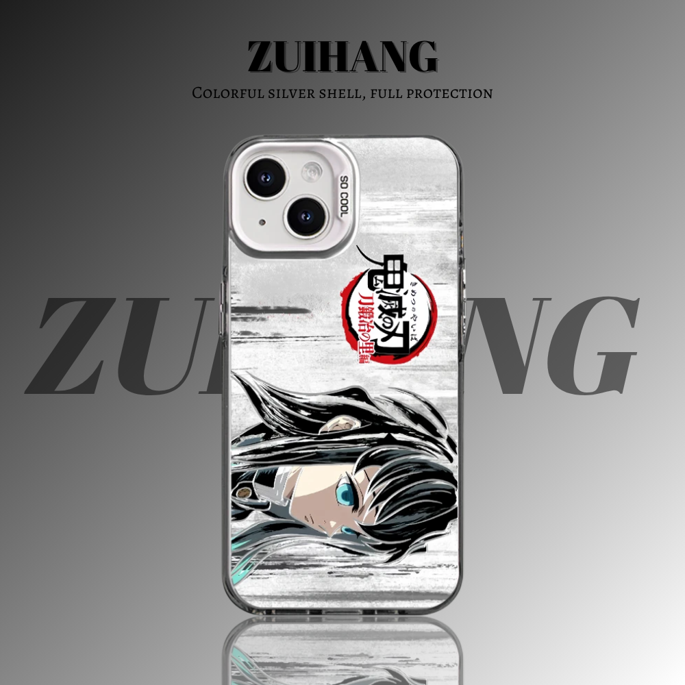 鬼滅之刃 極光彩銀 線條漸變防摔手機殼-ZUIHANG SHOP