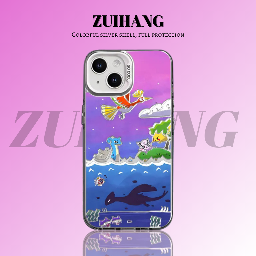 寶可夢彩銀線條漸變防摔手機殼-ZUIHANG SHOP