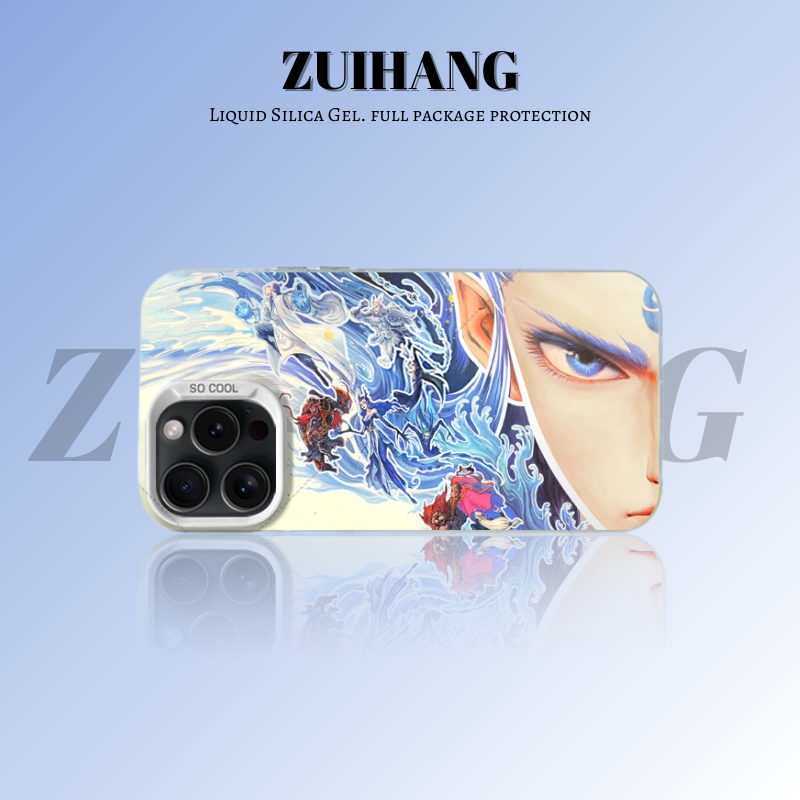 哪吒鬧海彩銀線條漸變防摔手機殼-ZUIHANG SHOP