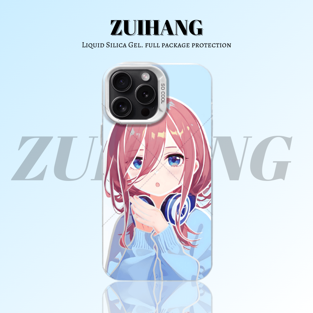 五等分的花嫁彩銀線條漸變防摔手機殼