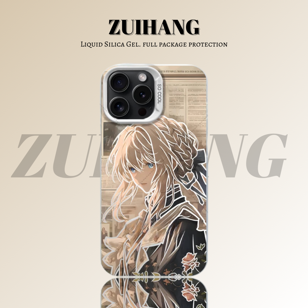 紫羅蘭永恆花園彩銀線條漸變防摔手機殼-ZUIHANG SHOP