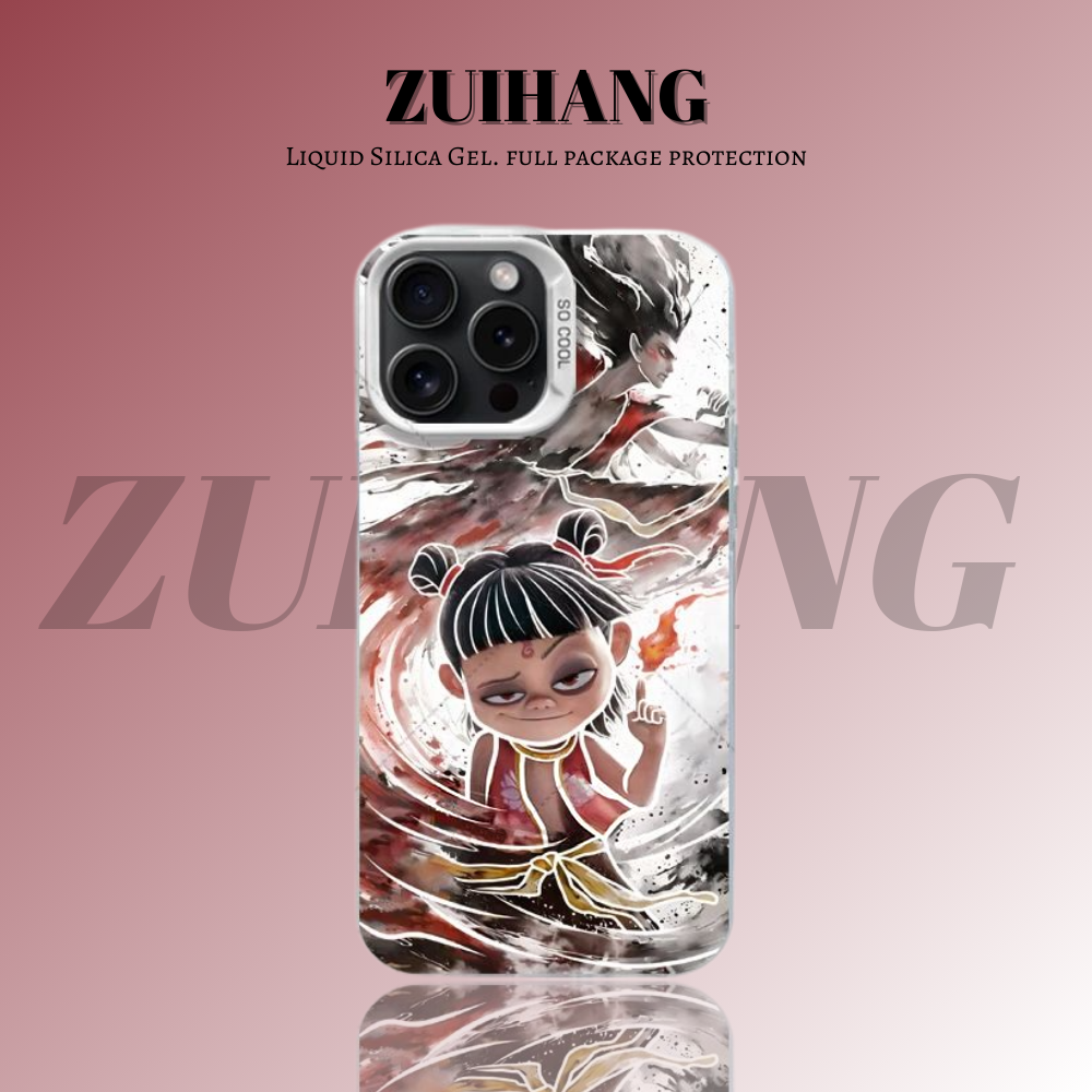 哪吒鬧海彩銀線條漸變防摔手機殼-ZUIHANG SHOP