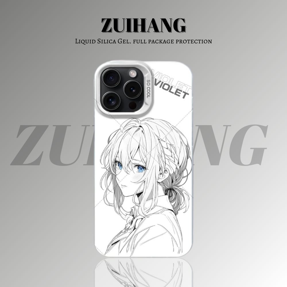 紫羅蘭永恆花園彩銀線條漸變防摔手機殼-ZUIHANG SHOP