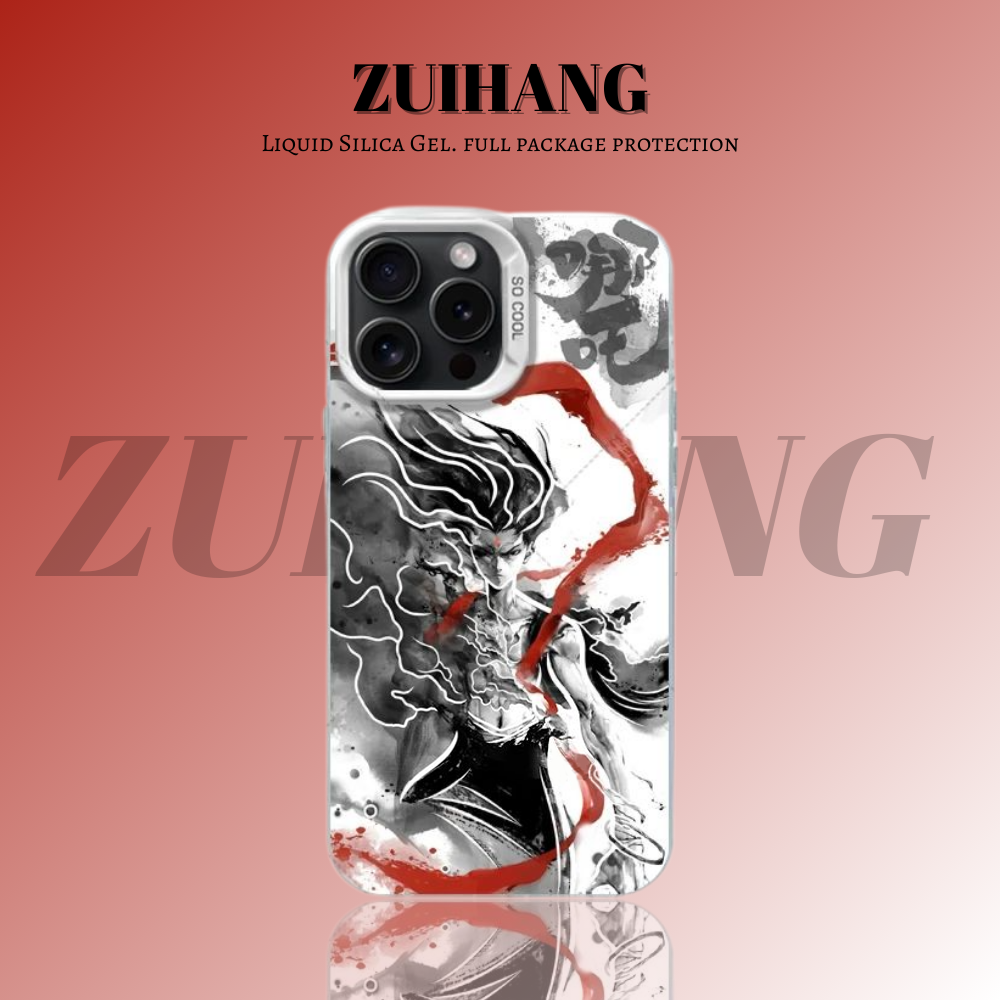 哪吒鬧海彩銀線條漸變防摔手機殼-ZUIHANG SHOP