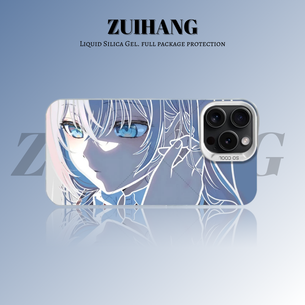 周防有希彩銀線條漸變防摔手機殼