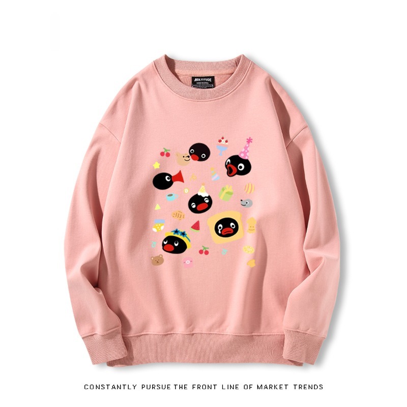 企鵝pingu 秋冬新款 親子情侶裝圓領長袖