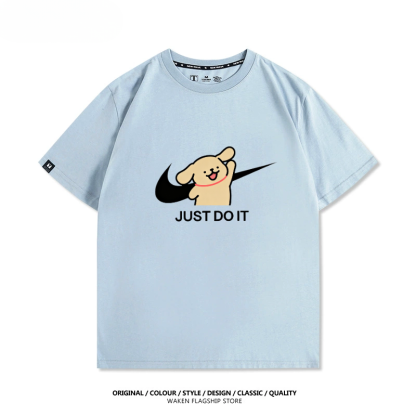 線條小狗 2025親子情侶男女同款 印花短袖T恤