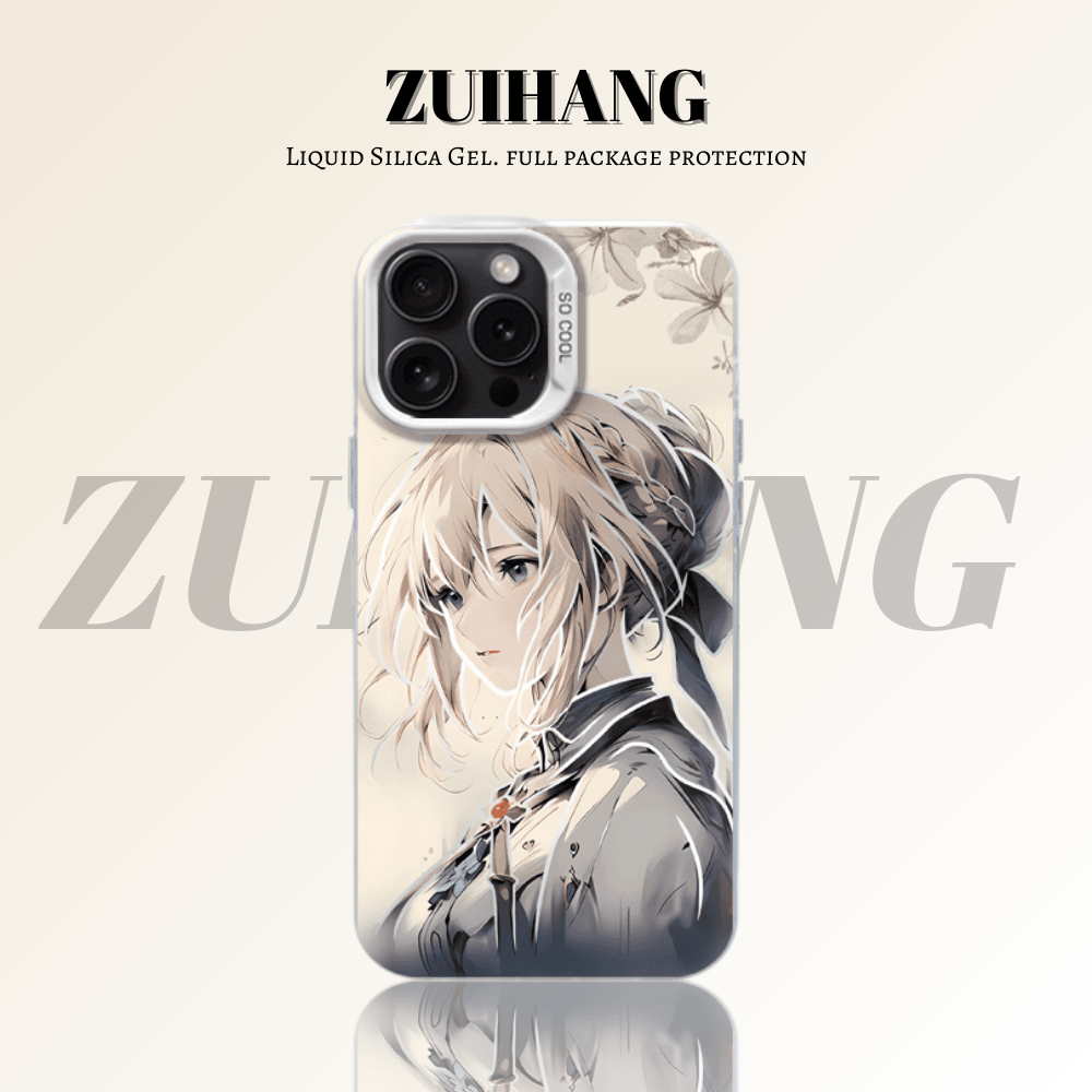 紫羅蘭永恆花園彩銀線條漸變防摔手機殼-ZUIHANG SHOP