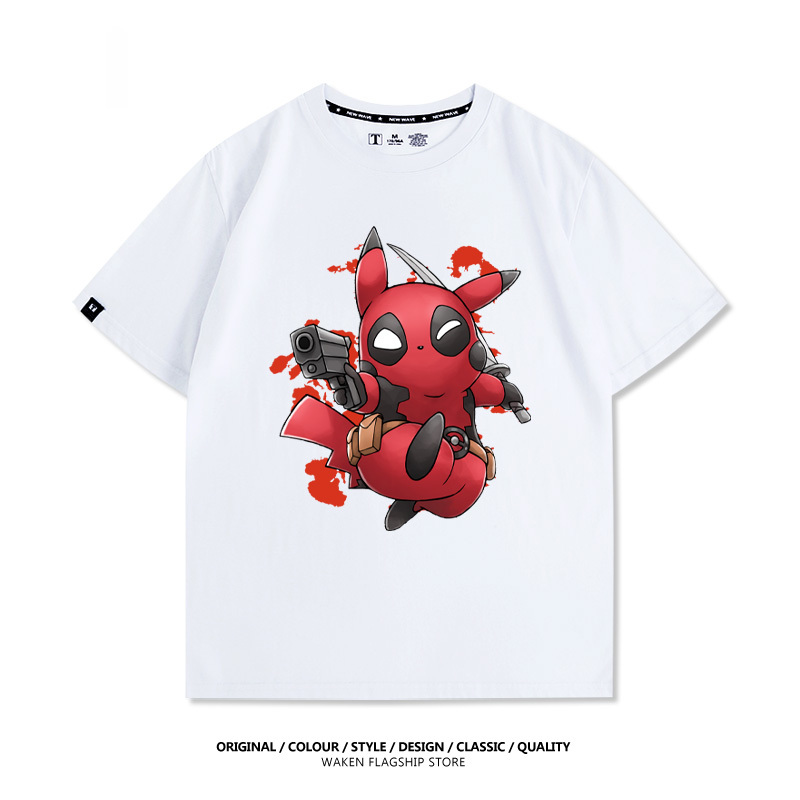 皮卡丘死侍X寶可夢 印花短袖T恤-ZUIHANG SHOP