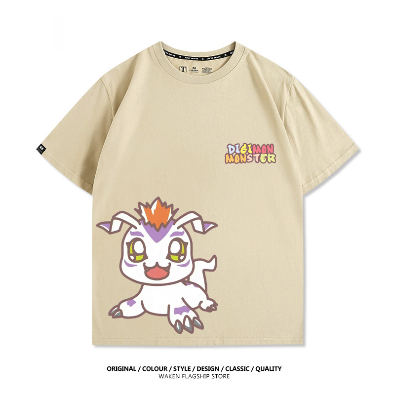 數碼寶貝 2025親子情侶男女同款 印花短袖T恤