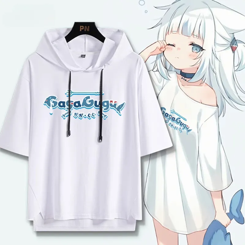 Vtuber HOLOLIVE 連帽短袖T恤 噶嗚·古拉 がうる・ぐら Gawr Gura-ZUIHANG SHOP