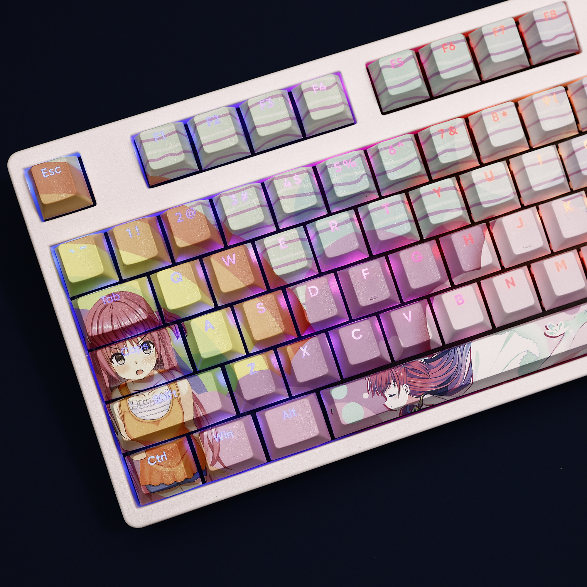 加藤羽未Summer Pockets透光RGB108鍵標準配列衛星軸鍵帽-ZUIHANG SHOP