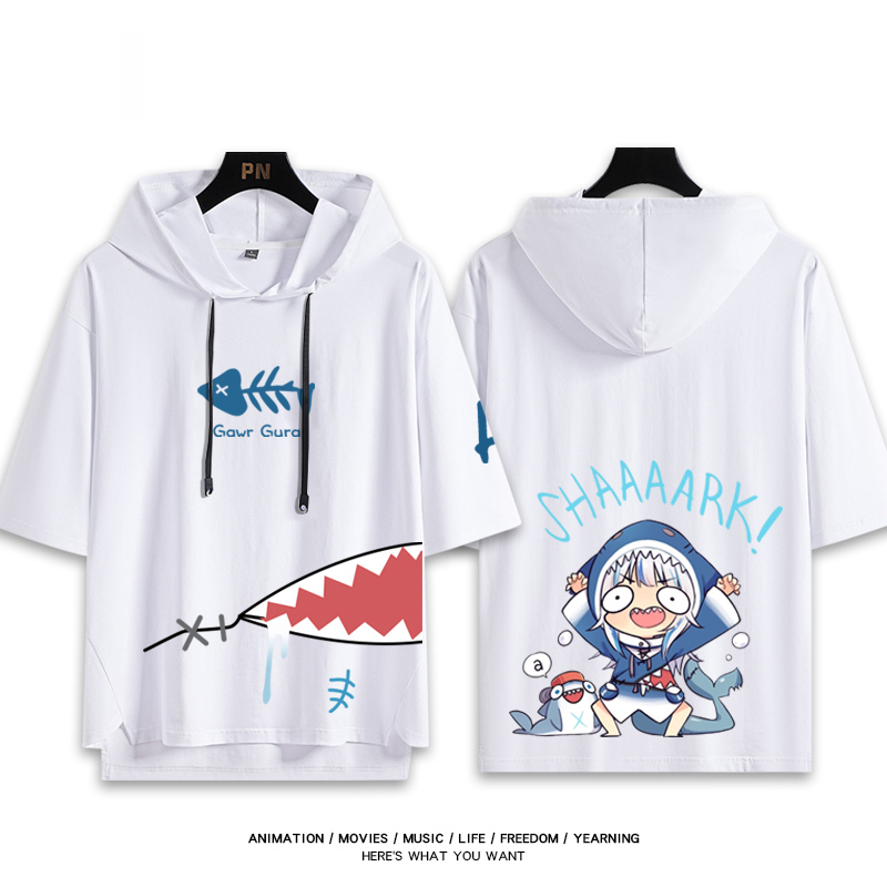 Vtuber HOLOLIVE 連帽短袖T恤 噶嗚·古拉 がうる・ぐら Gawr Gura-ZUIHANG SHOP