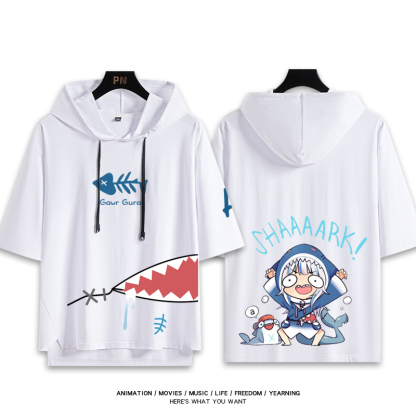 Vtuber HOLOLIVE 連帽短袖T恤 噶嗚·古拉 がうる・ぐら Gawr Gura-ZUIHANG SHOP