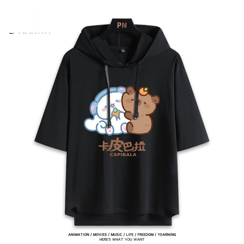 卡皮巴拉聯名三麗鷗  連帽短袖T恤-ZUIHANG SHOP