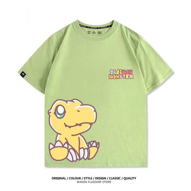 數碼寶貝 2025親子情侶男女同款 印花短袖T恤