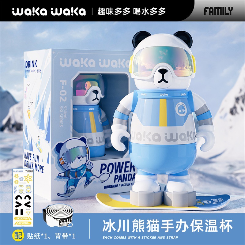 Waka熊貓保溫杯｜陶瓷內膽｜食品級安全｜高顏值潮玩卡通吸管杯｜適合男女及兒童-ZUIHANG SHOP