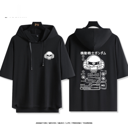 機動戰士鋼彈新款 親子情侶男女款連帽短袖T恤-ZUIHANG SHOP